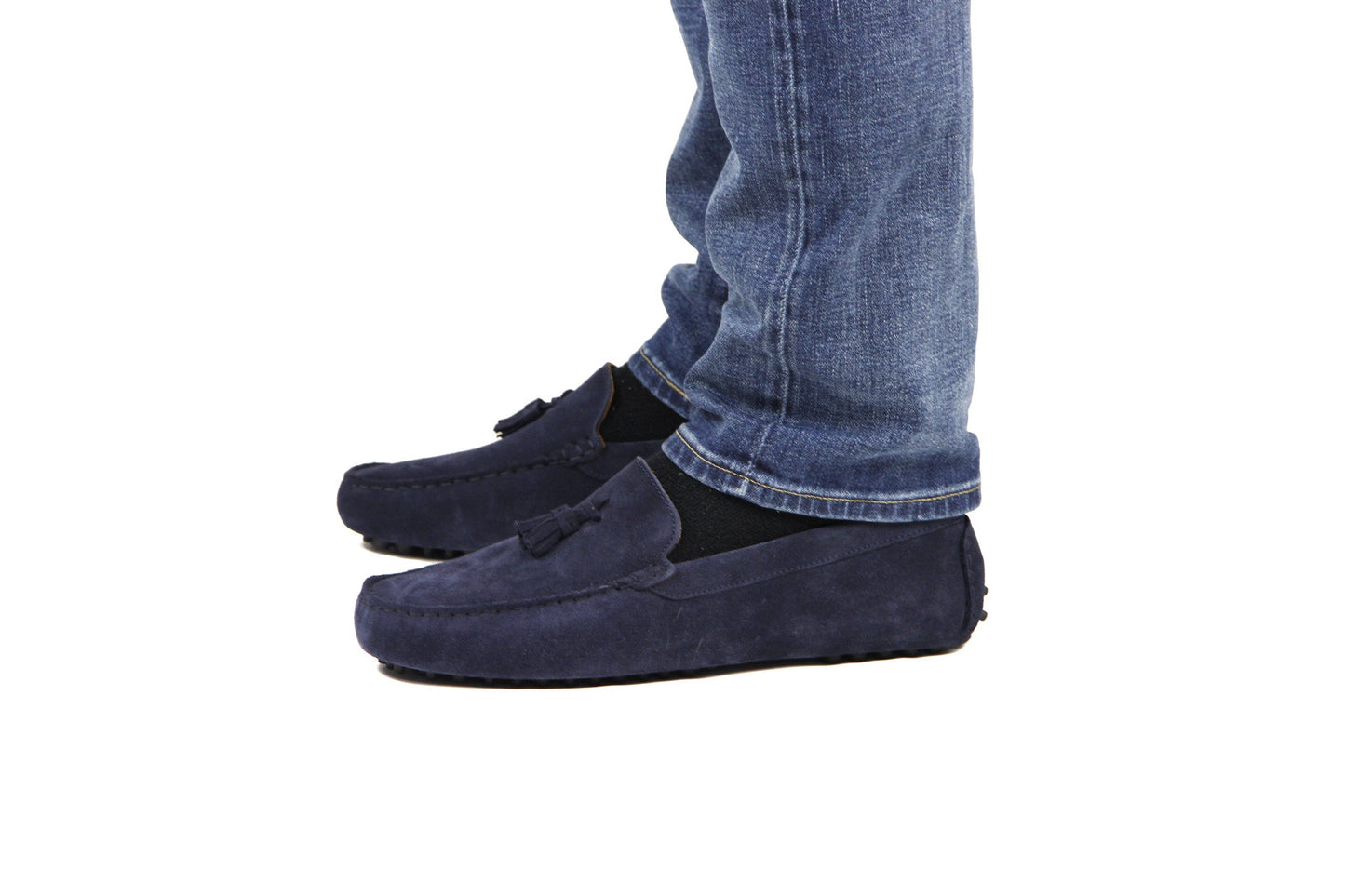 Hugs & Co Mens Tasselled Driving Loafers Navy Blue Suede UK 7-14 - QHA UK