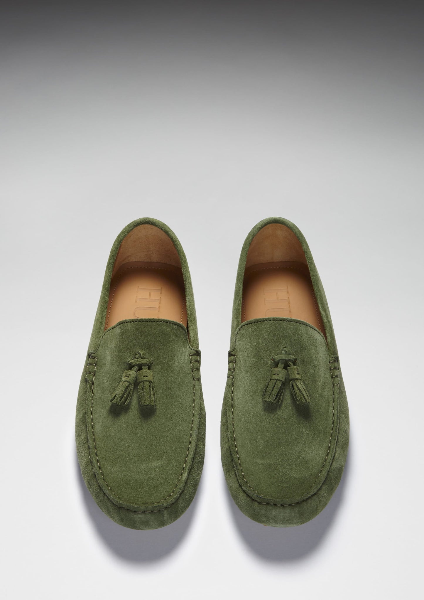 Hugs & Co Mens Tasselled Driving Loafers Safari Green Suede UK 7-14 - QHA UK