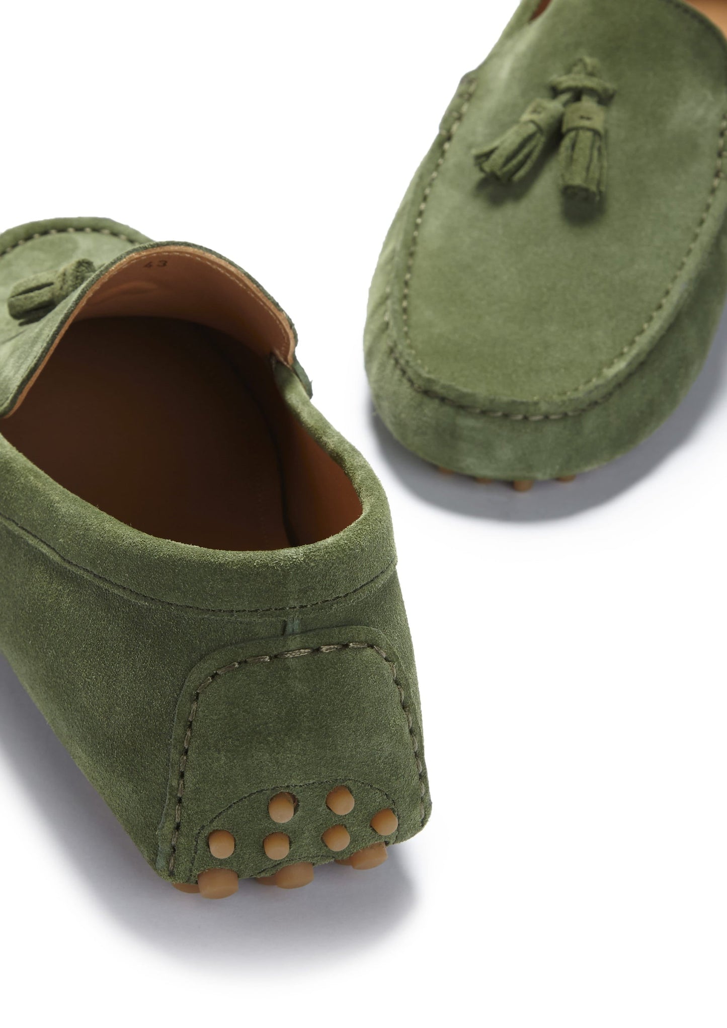 Hugs & Co Mens Tasselled Driving Loafers Safari Green Suede UK 7-14 - QHA UK