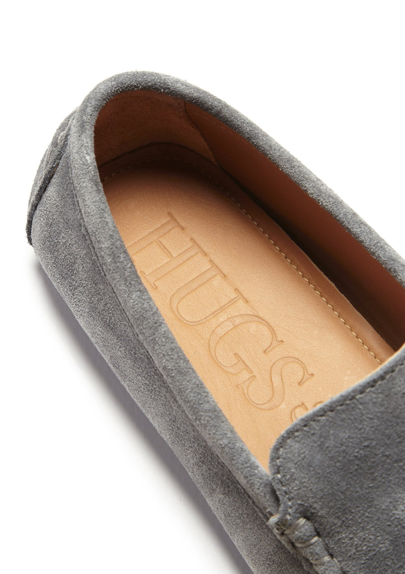 Hugs & Co Mens Tasselled Driving Loafers Slate Grey Suede UK 7-14 - QHA UK