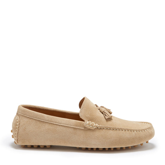 Hugs & Co Mens Tasselled Driving Loafers Taupe Suede UK 7-14 - QHA UK
