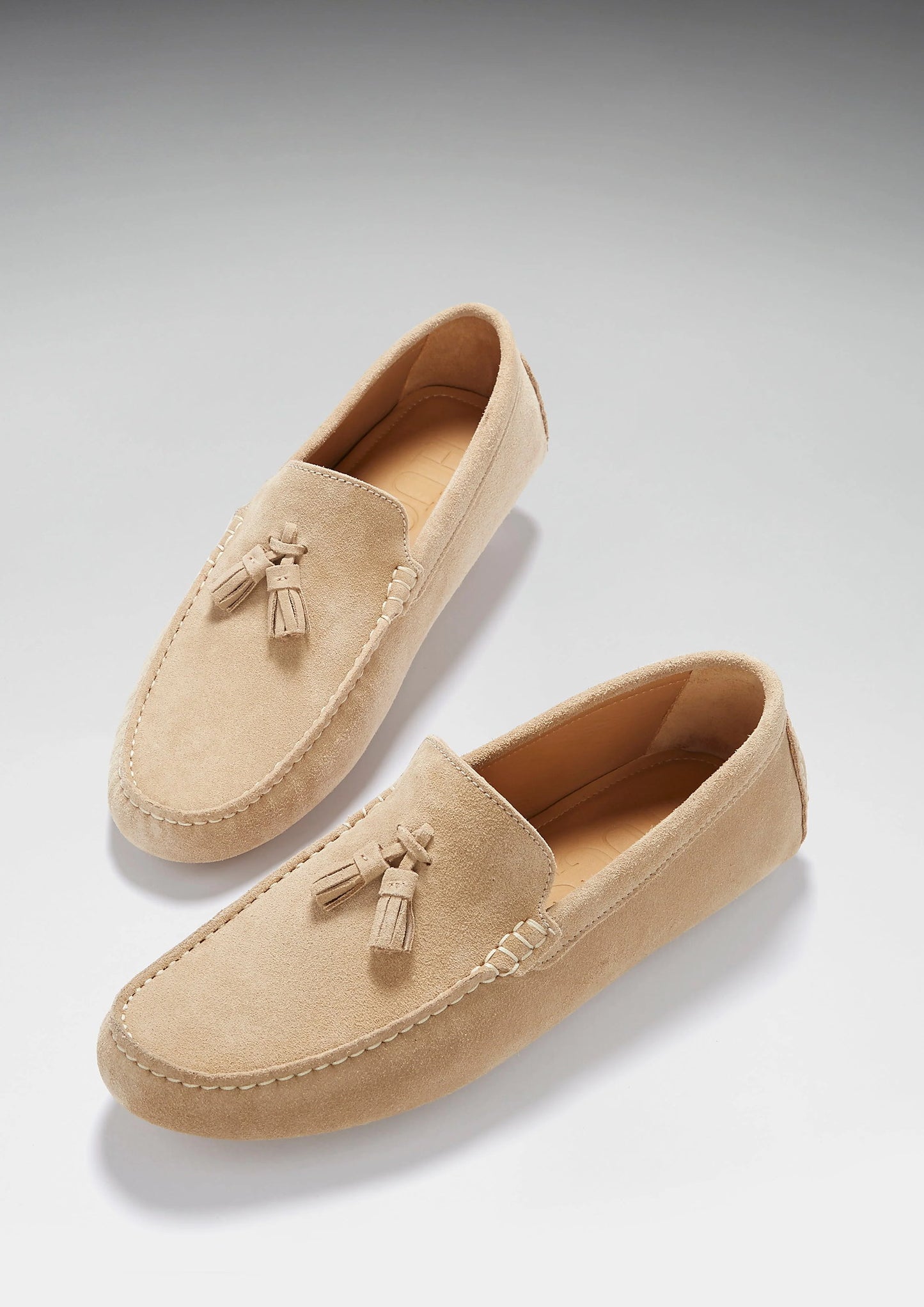 Hugs & Co Mens Tasselled Driving Loafers Taupe Suede UK 7-14 - QHA UK