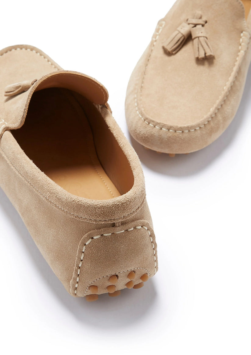 Hugs & Co Mens Tasselled Driving Loafers Taupe Suede UK 7-14 - QHA UK