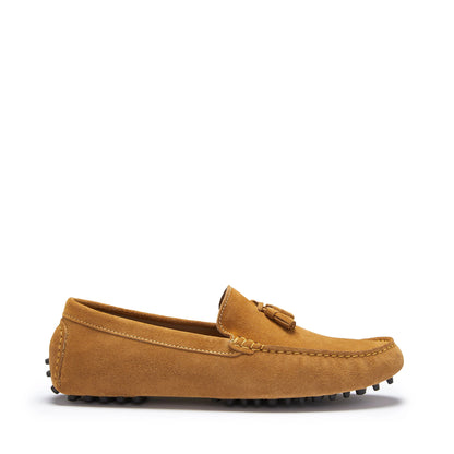 Hugs & Co Mens Tasselled Driving Loafers Tobacco Suede UK 7-14 - QHA UK