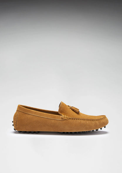 Hugs & Co Mens Tasselled Driving Loafers Tobacco Suede UK 7-14 - QHA UK