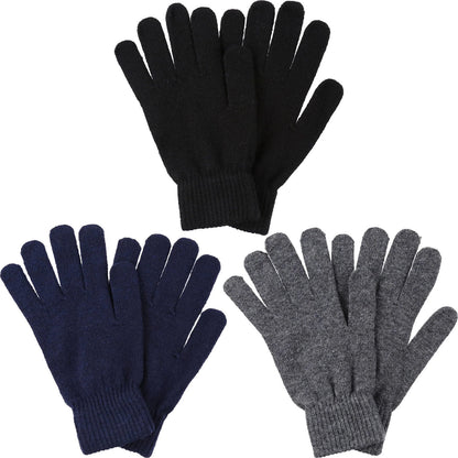 Unisex Thermal Wool Blend Gloves Winter Warm Knitted Workwear One Size - QHA UK