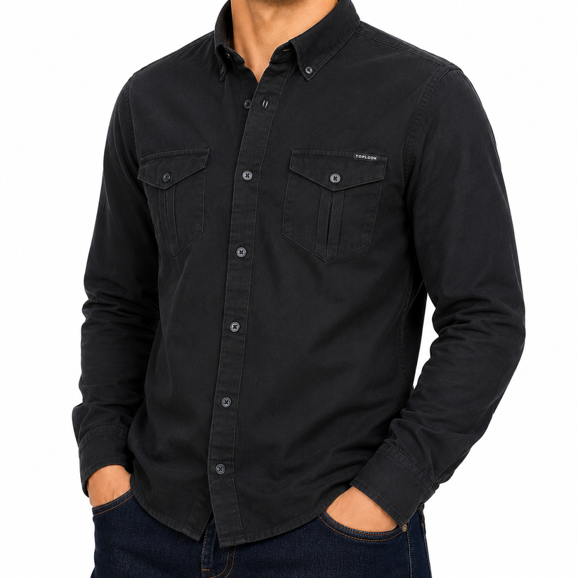 TL London Mens Cotton Button Down Shirt Long Sleeve Smart Casual Work - QHA UK
