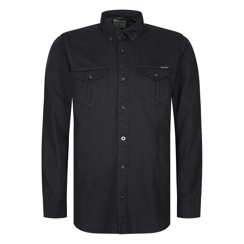 TL London Mens Cotton Button Down Shirt Long Sleeve Smart Casual Work - Front View - QHA UK