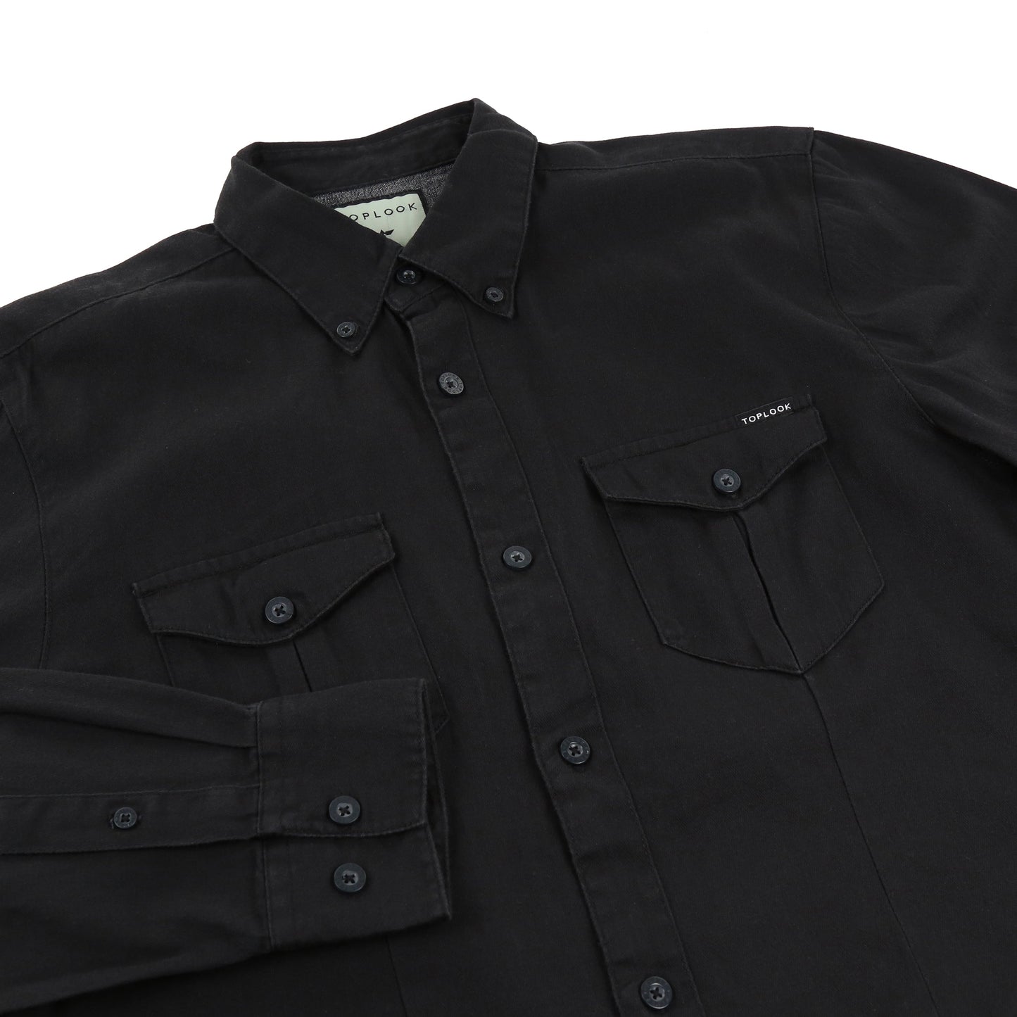 TL London Mens Cotton Button Down Shirt Long Sleeve Smart Casual Work - Sleeve Detail - QHA UK