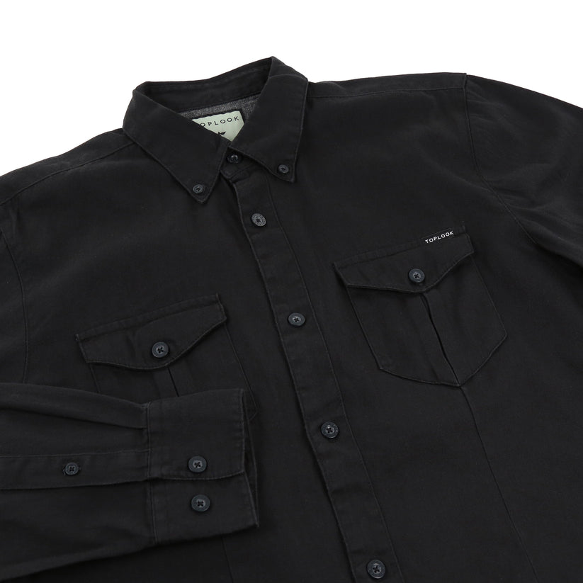 TL London Mens Cotton Button Down Shirt Long Sleeve Smart Casual Work - Sleeve Detail - QHA UK