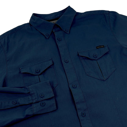 TL London Mens Cotton Button Down Shirt Long Sleeve Smart Casual Work - Sleeve Detail - QHA UK