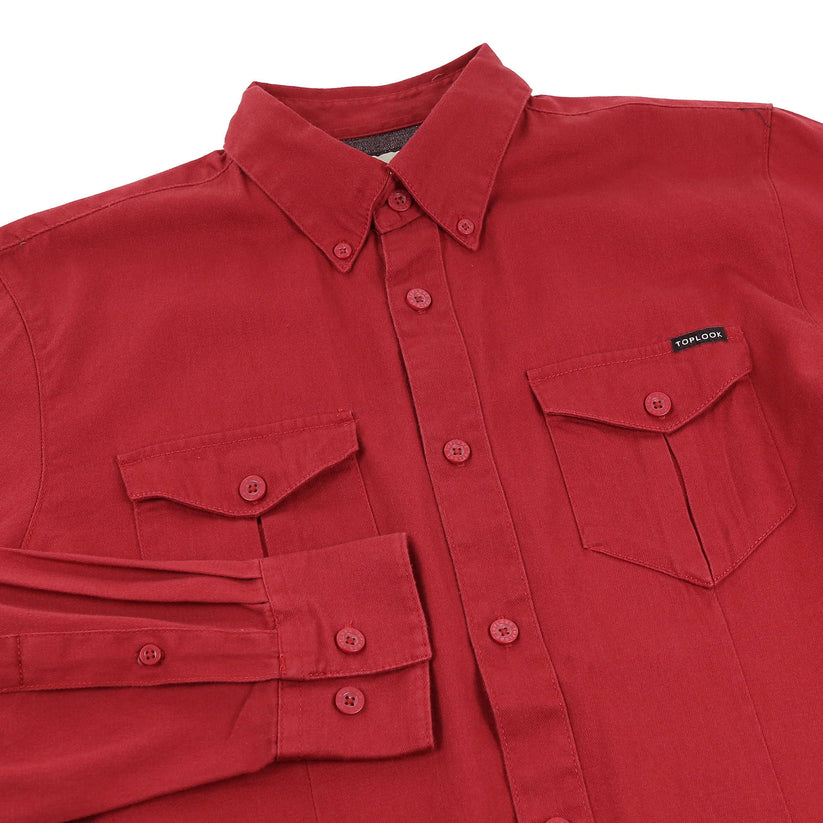 TL London Mens Cotton Button Down Shirt Long Sleeve Smart Casual Work - Sleeve Detail - QHA UK
