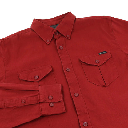 TL London Mens Cotton Button Down Shirt Long Sleeve Smart Casual Work - Sleeve Detail - QHA UK