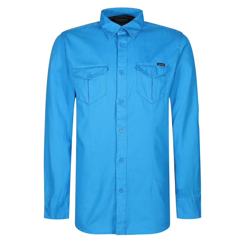 TL London Mens Cotton Button Down Shirt Long Sleeve Smart Casual Work - Sleeve Detail - QHA UK