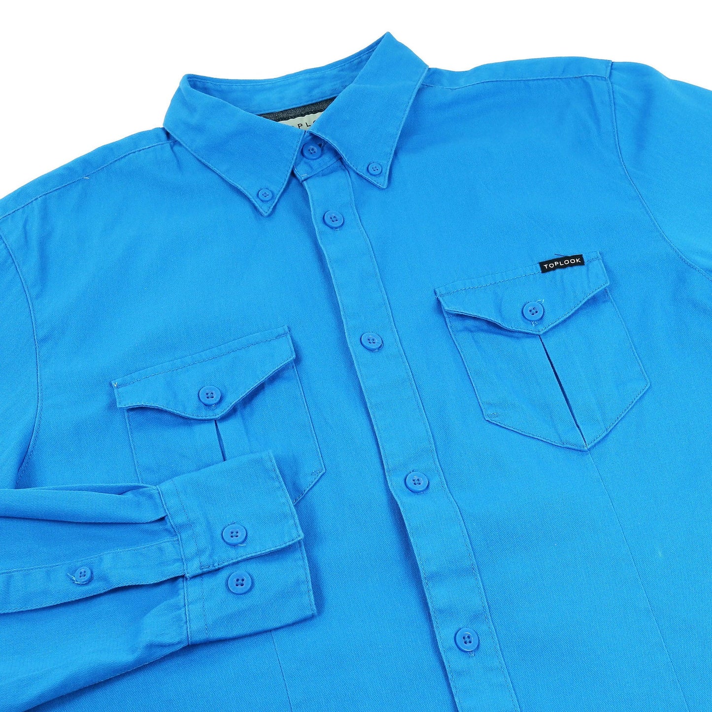 TL London Mens Cotton Button Down Shirt Long Sleeve Smart Casual Work - Sleeve Detail - QHA UK
