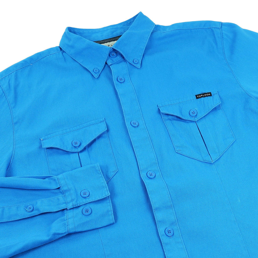TL London Mens Cotton Button Down Shirt Long Sleeve Smart Casual Work - Sleeve Detail - QHA UK