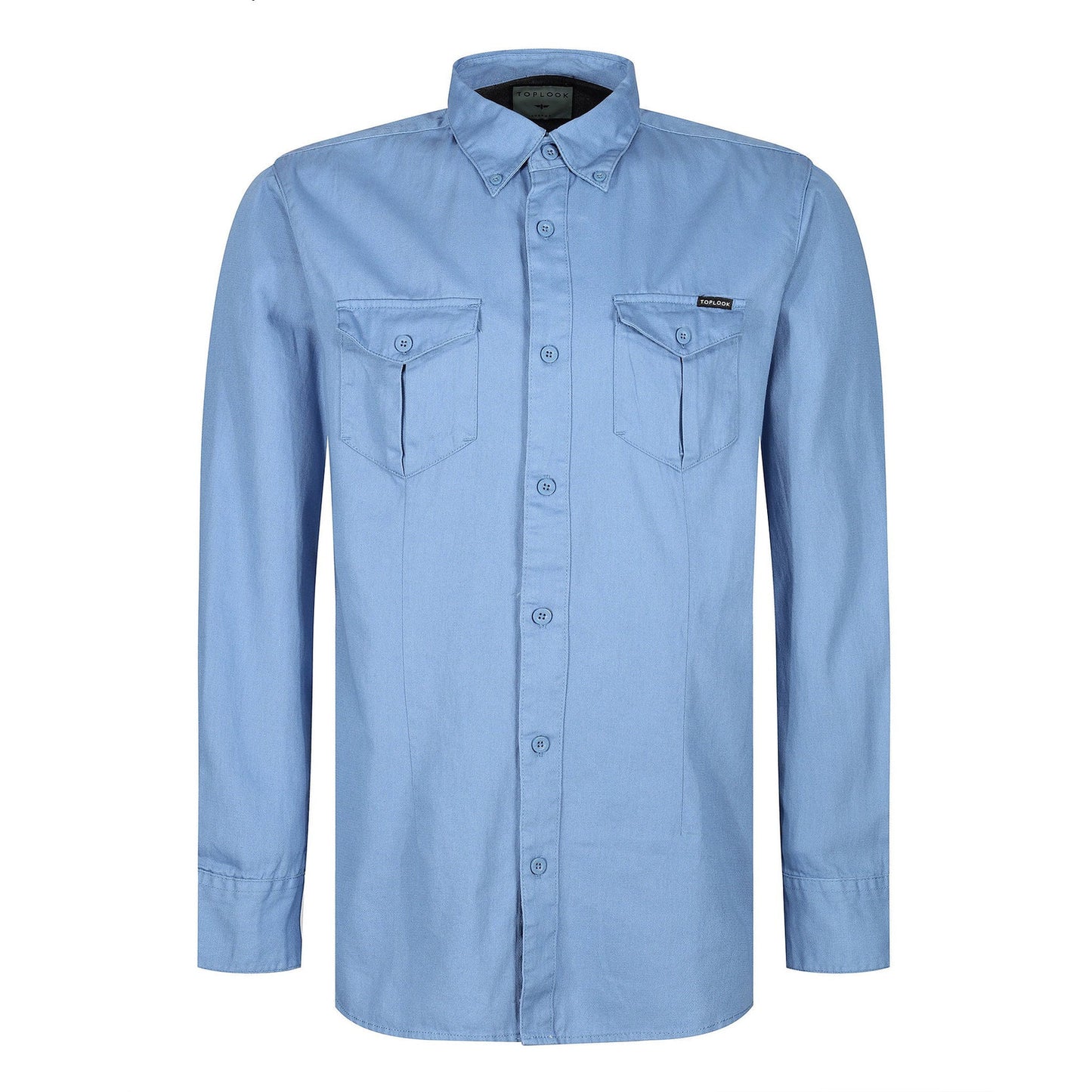 TL London Mens Cotton Button Down Shirt Long Sleeve Smart Casual Work - Sleeve Detail - QHA UK