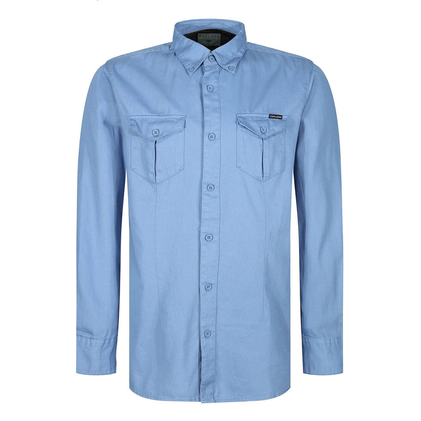 TL London Mens Cotton Button Down Shirt Long Sleeve Smart Casual Work - Sleeve Detail - QHA UK