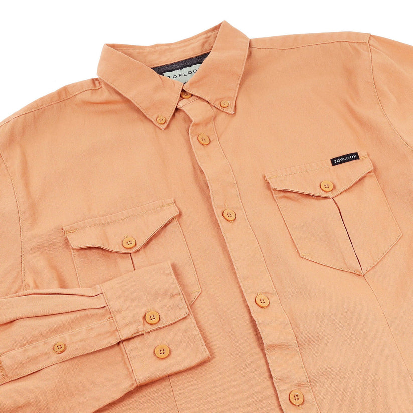 TL London Mens Cotton Button Down Shirt Long Sleeve Smart Casual Work - Sleeve Detail - QHA UK