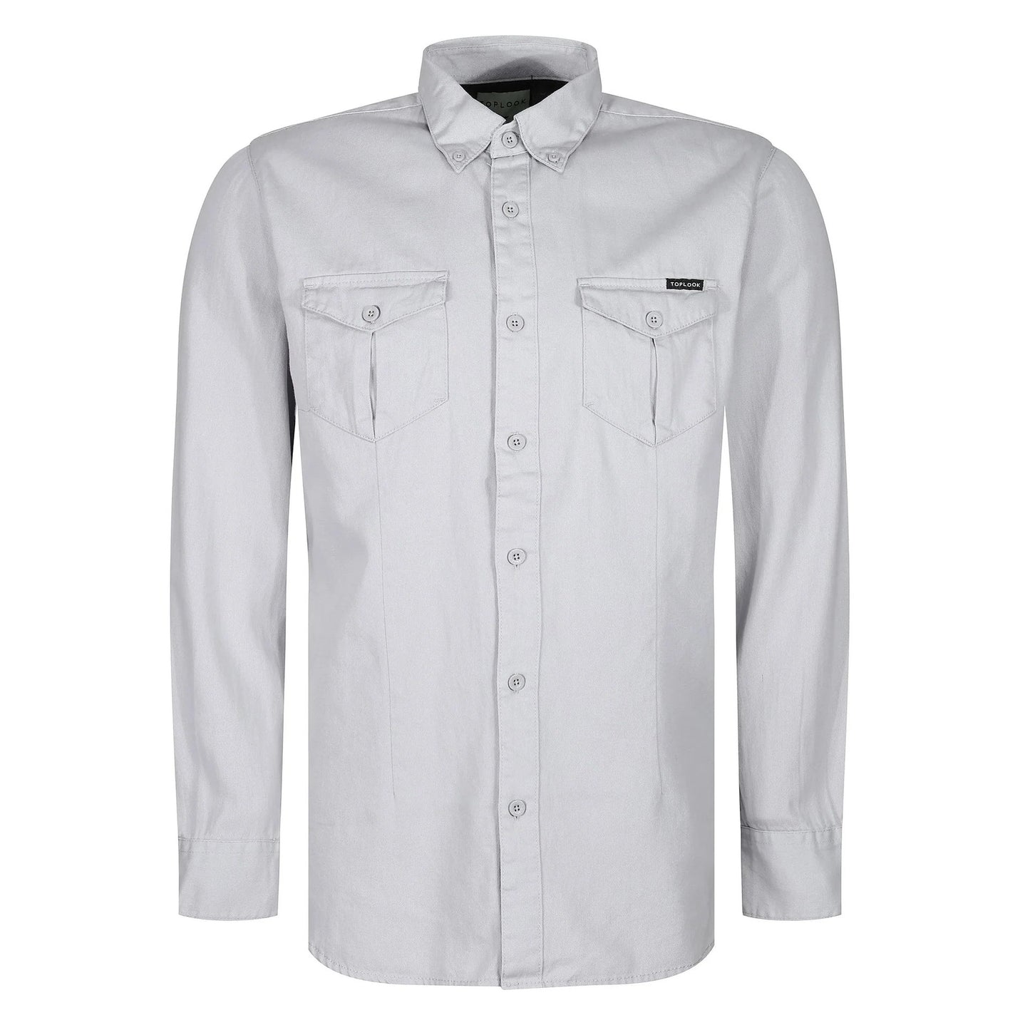 TL London Mens Cotton Button Down Shirt Long Sleeve Smart Casual Work - Sleeve Detail - QHA UK