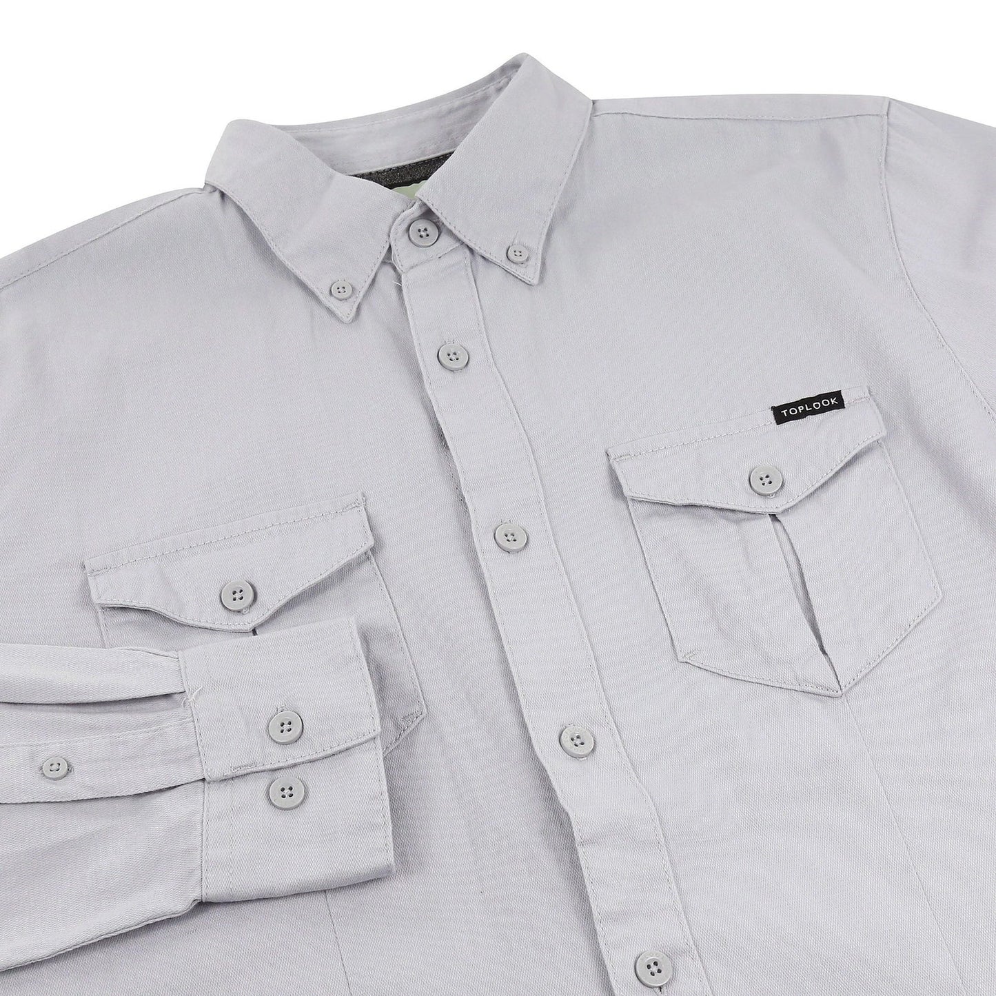 TL London Mens Cotton Button Down Shirt Long Sleeve Smart Casual Work - Sleeve Detail - QHA UK