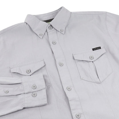 TL London Mens Cotton Button Down Shirt Long Sleeve Smart Casual Work - Sleeve Detail - QHA UK