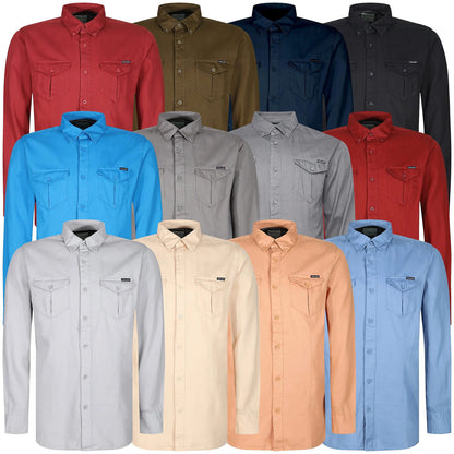 TL London Mens Cotton Button Down Shirt Long Sleeve Smart Casual Work - Sleeve Detail - QHA UK
