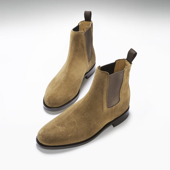Hugs & Co Mens Tobacco Suede Chelsea Boots Welted Leather UK 7-14 - QHA UK