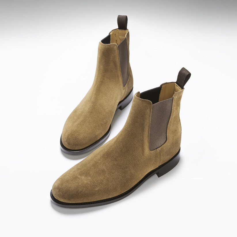 Hugs & Co Mens Tobacco Suede Chelsea Boots Welted Leather UK 7-14 - QHA UK