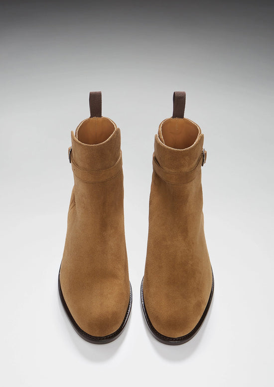 Hugs & Co Mens Tobacco Suede Jodhpur Boots Welted Leather UK 7-14 - QHA UK