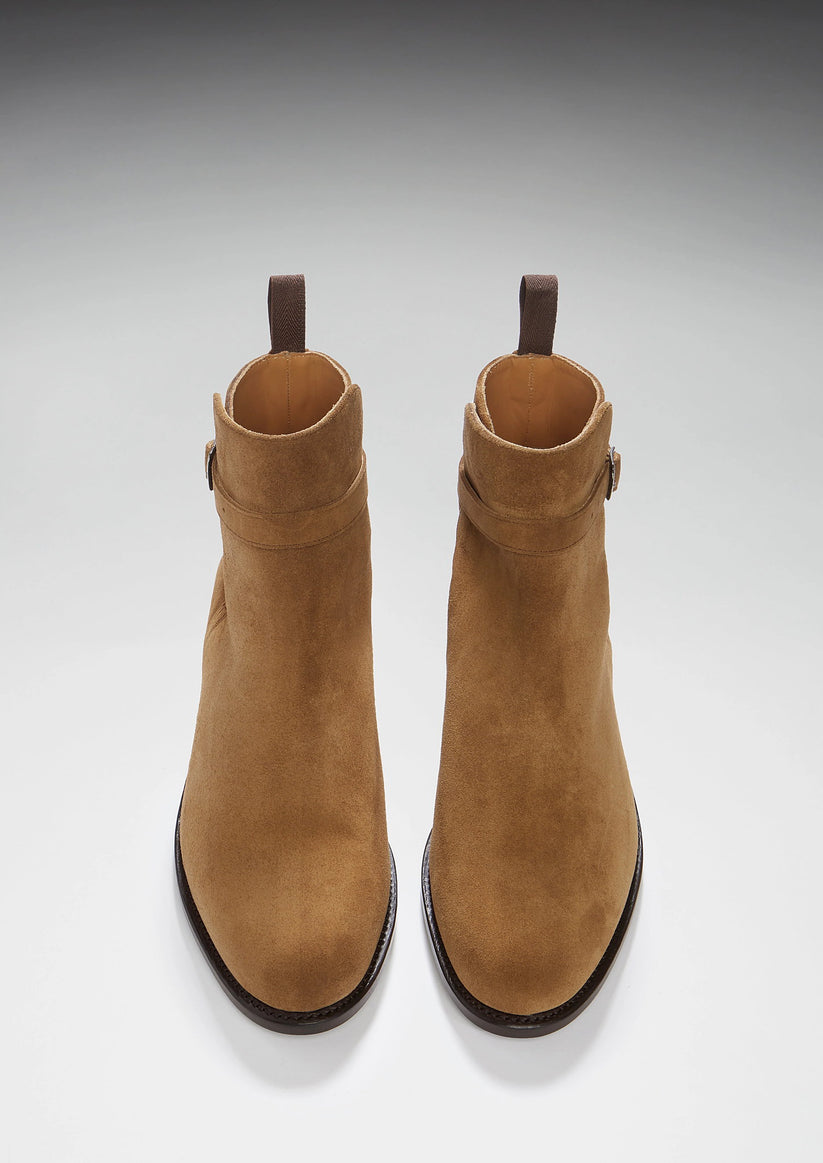 Hugs & Co Mens Tobacco Suede Jodhpur Boots Welted Leather UK 7-14 - QHA UK