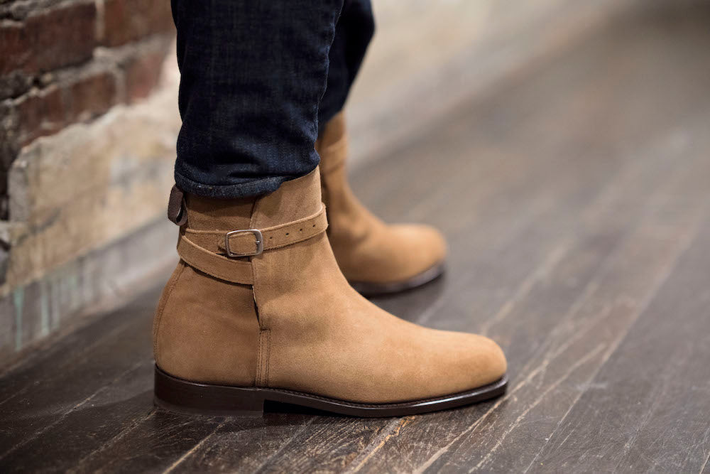 Hugs & Co Mens Tobacco Suede Jodhpur Boots Welted Leather UK 7-14 - QHA UK