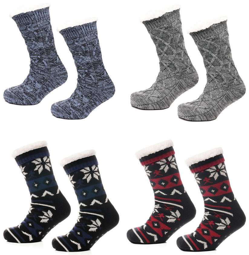 Tom Franks 1 Pair Chunky Knit Sherpa Slipper Socks - QHA UK