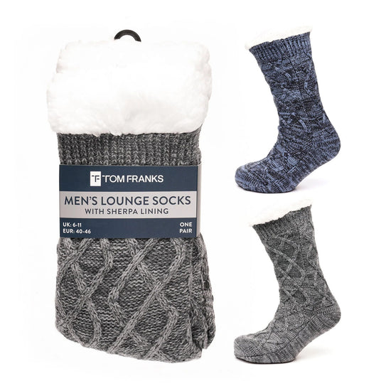 Tom Franks 1 Pair Chunky Knit Sherpa Slipper Socks - QHA UK