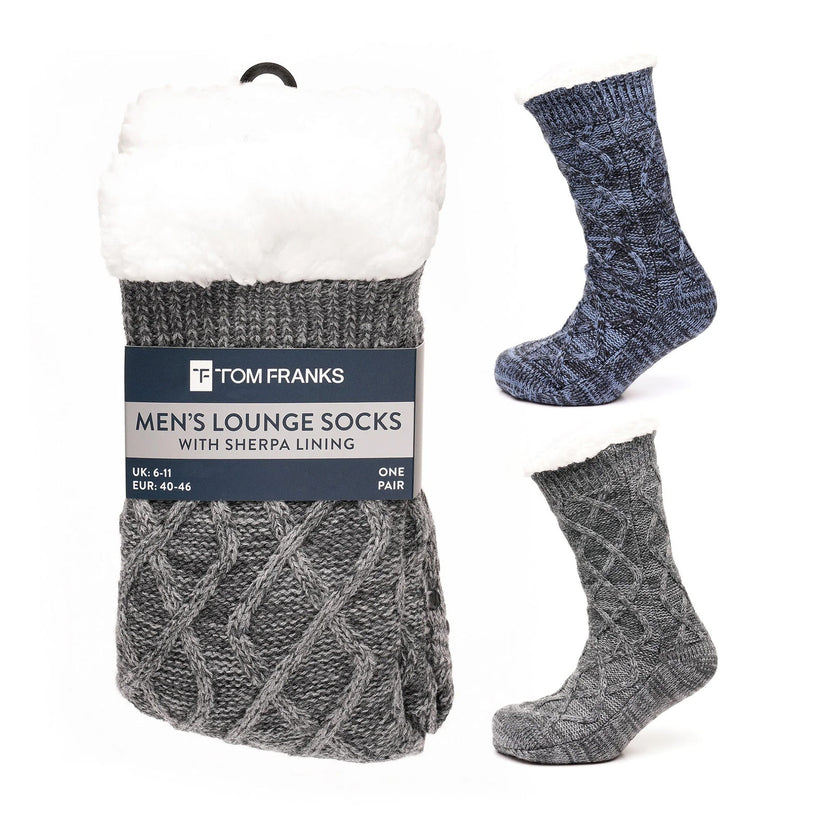 Tom Franks 1 Pair Chunky Knit Sherpa Slipper Socks - QHA UK