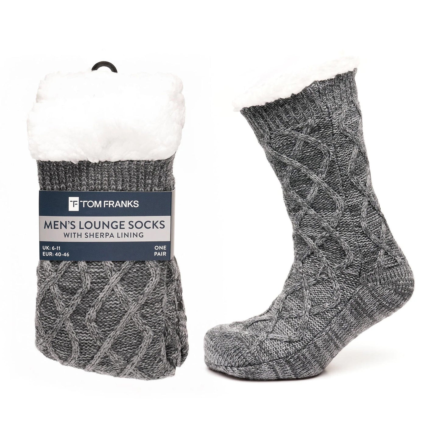 Tom Franks 1 Pair Chunky Knit Sherpa Slipper Socks - QHA UK