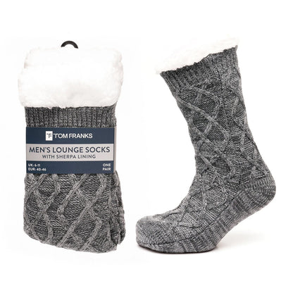 Tom Franks 1 Pair Chunky Knit Sherpa Slipper Socks - QHA UK