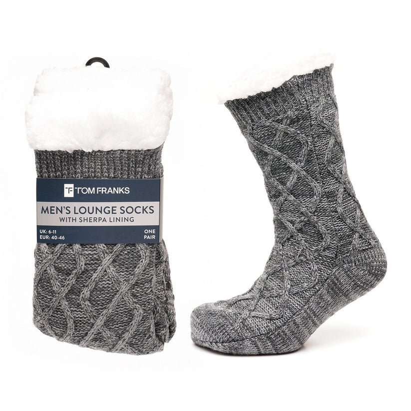 Tom Franks 1 Pair Chunky Knit Sherpa Slipper Socks - QHA UK
