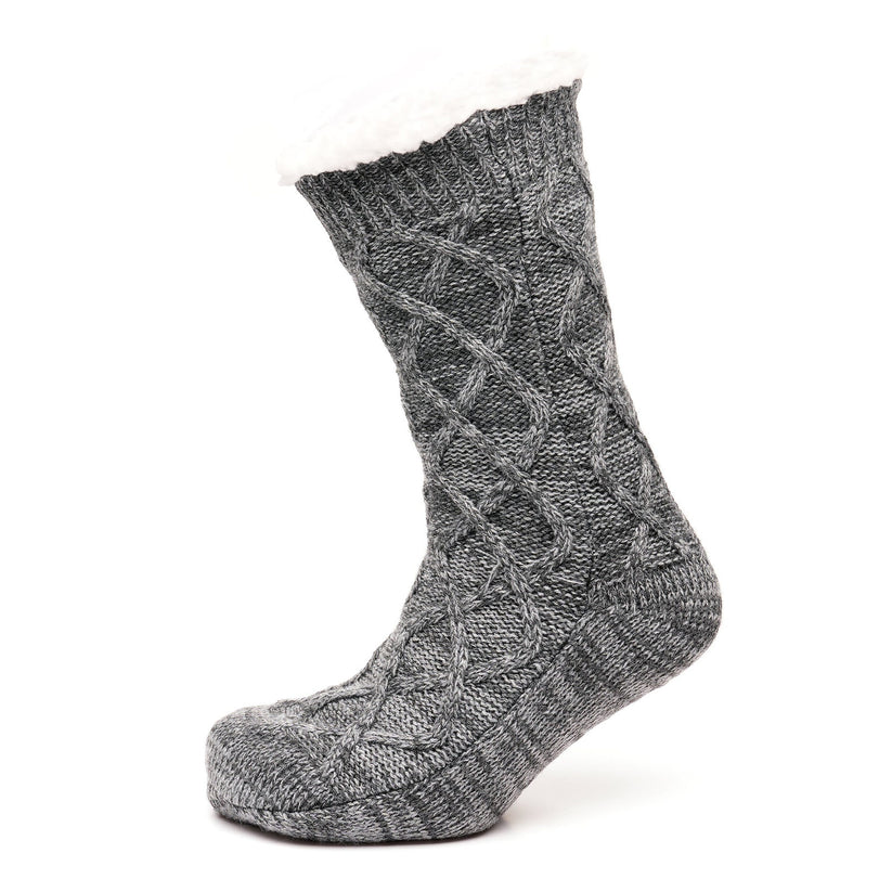 Tom Franks 1 Pair Chunky Knit Sherpa Slipper Socks - QHA UK