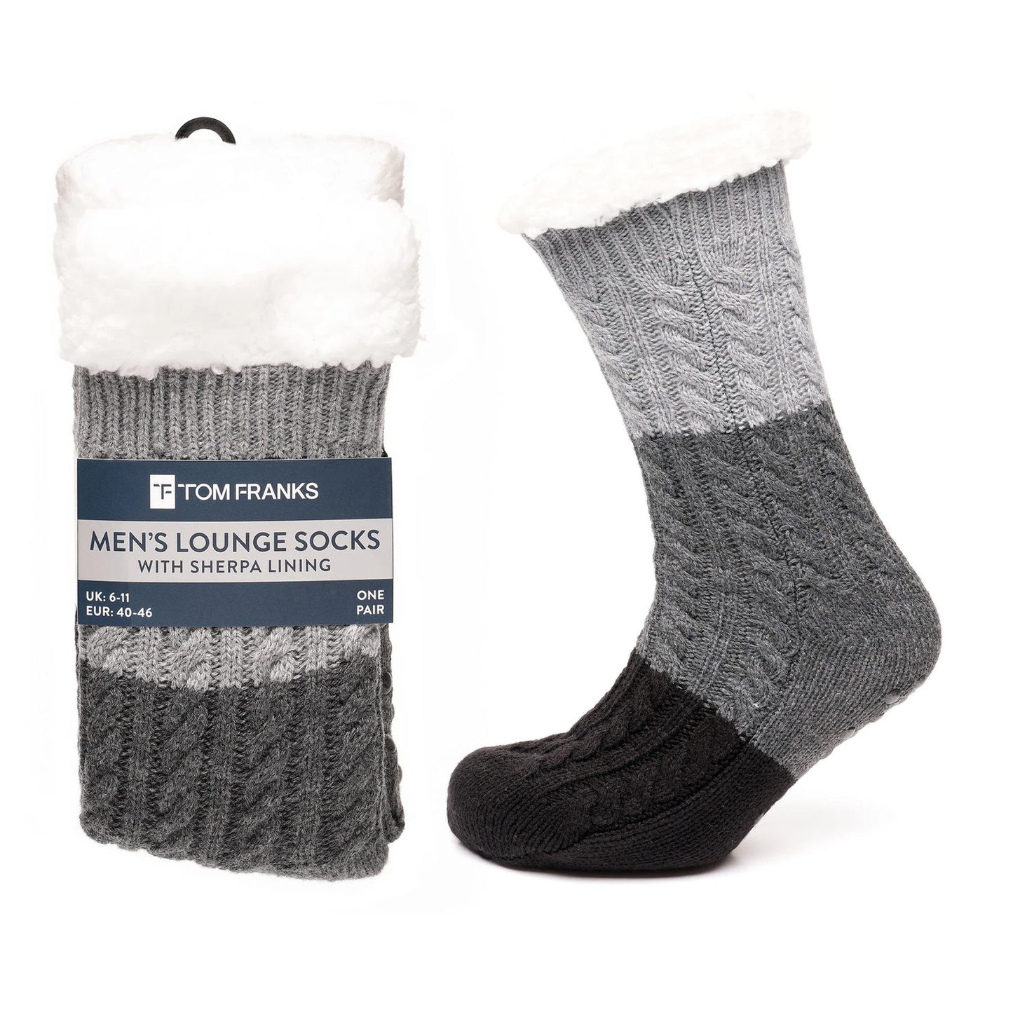 Tom Franks 1 Pair Chunky Knit Sherpa Slipper Socks - QHA UK