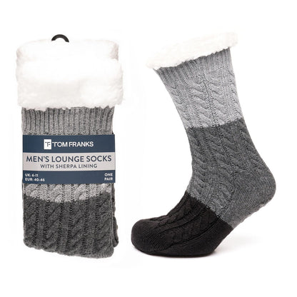 Tom Franks 1 Pair Chunky Knit Sherpa Slipper Socks - QHA UK