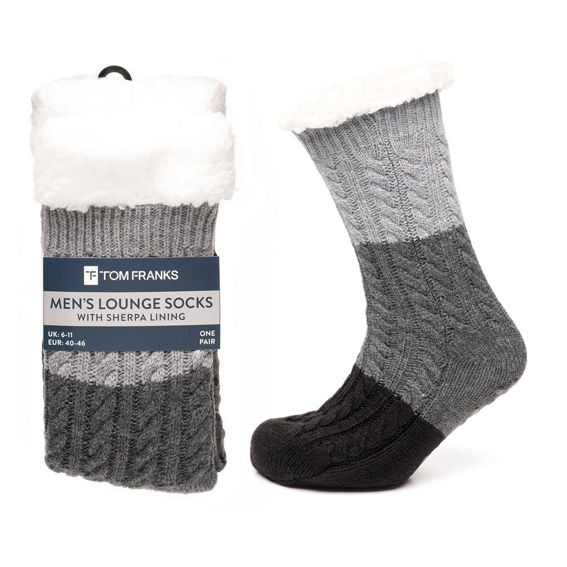 Tom Franks 1 Pair Chunky Knit Sherpa Slipper Socks - QHA UK