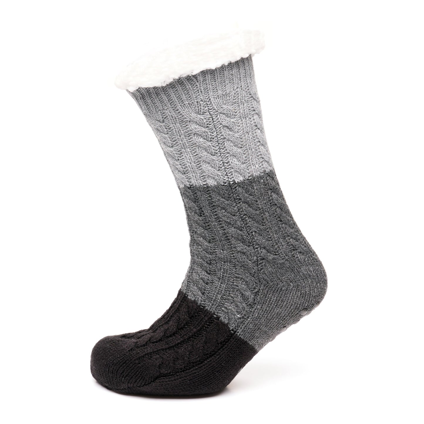 Tom Franks 1 Pair Chunky Knit Sherpa Slipper Socks - QHA UK