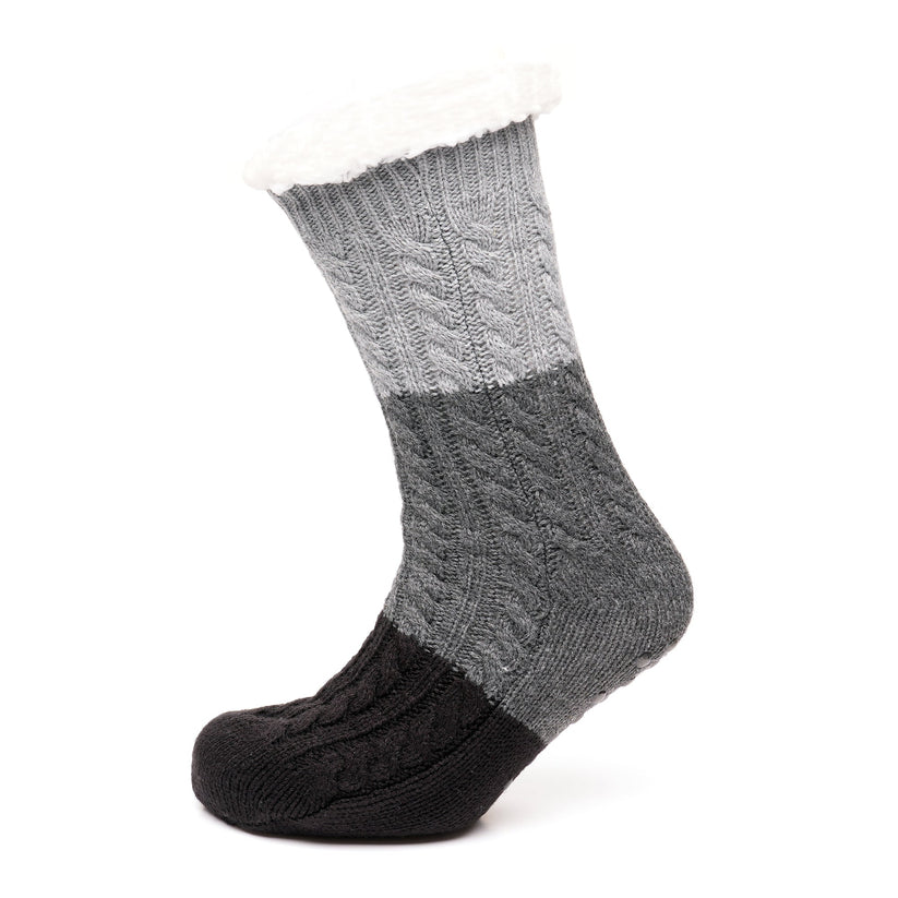 Tom Franks 1 Pair Chunky Knit Sherpa Slipper Socks - QHA UK