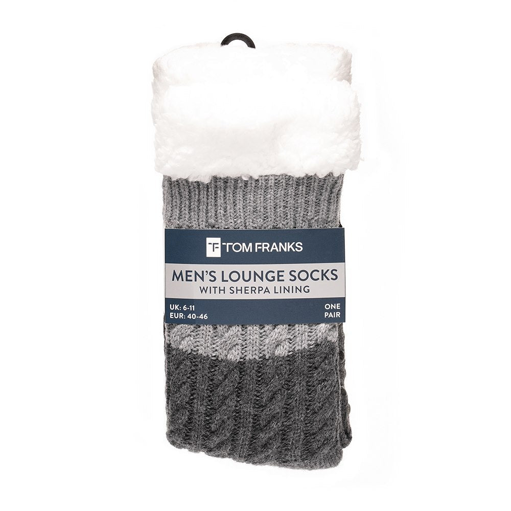 Tom Franks 1 Pair Chunky Knit Sherpa Slipper Socks - QHA UK
