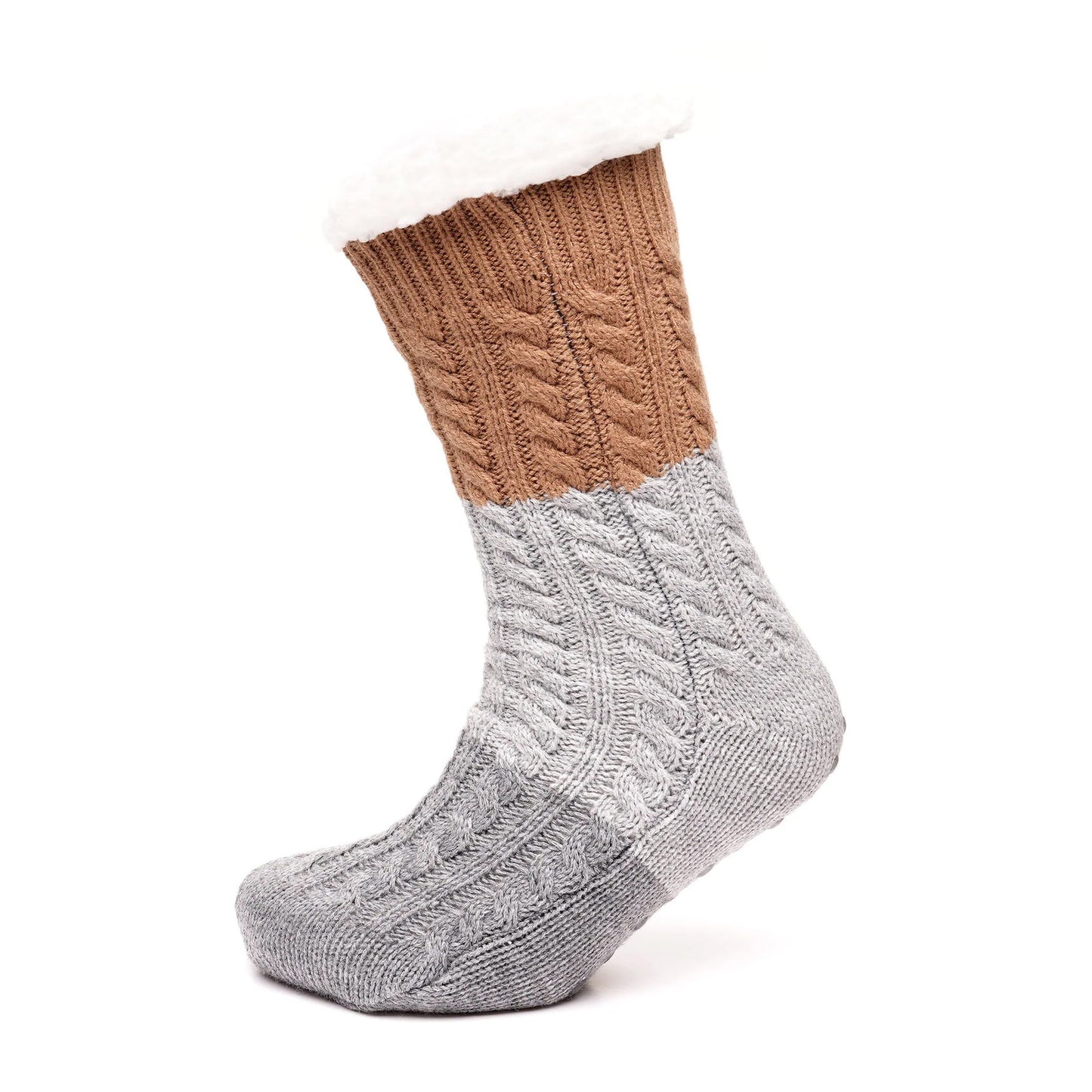Tom Franks 1 Pair Chunky Knit Sherpa Slipper Socks - QHA UK