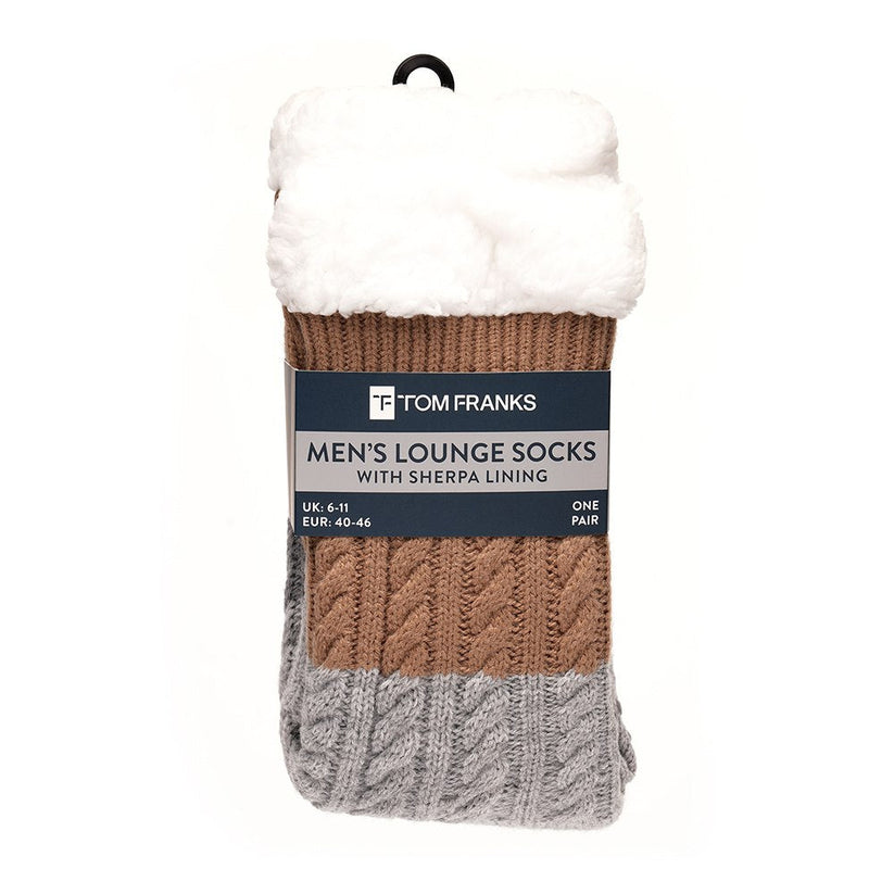 Tom Franks 1 Pair Chunky Knit Sherpa Slipper Socks - QHA UK