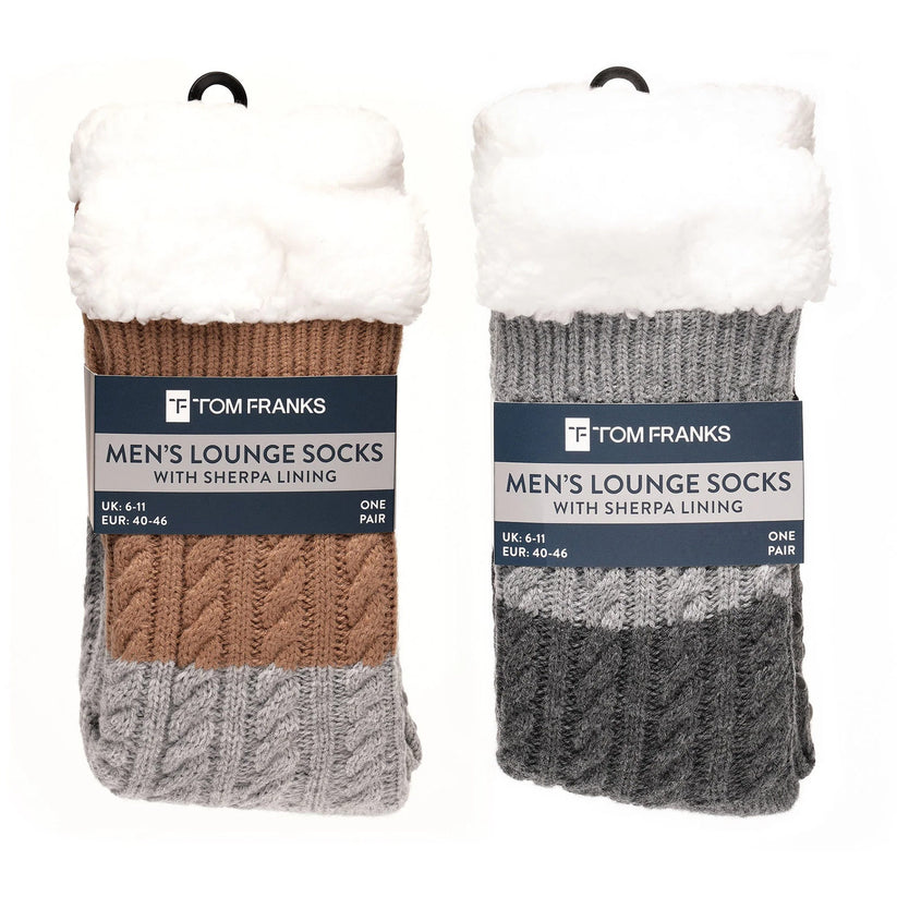 Tom Franks 1 Pair Chunky Knit Sherpa Slipper Socks - QHA UK