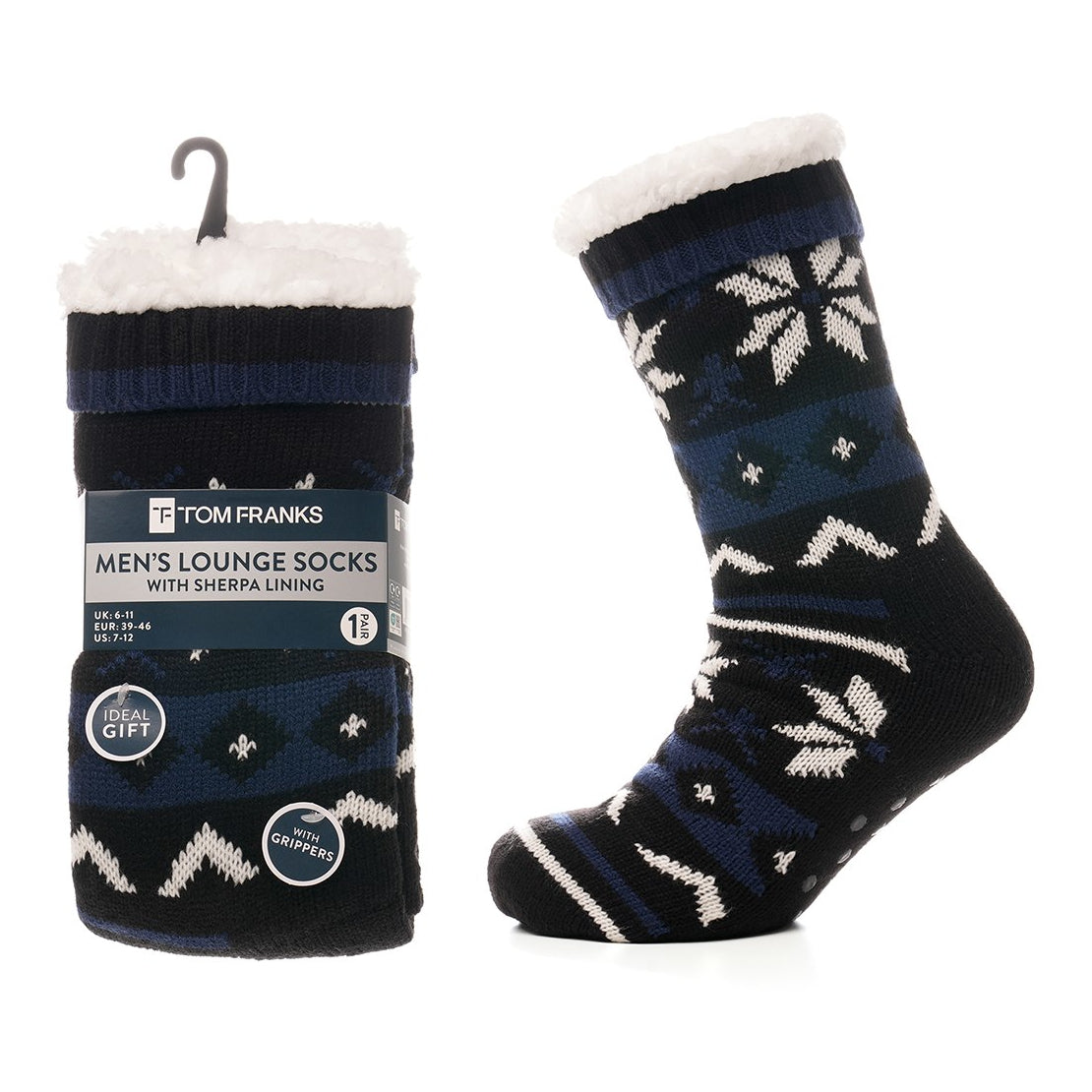 Tom Franks 1 Pair Chunky Knit Sherpa Slipper Socks - QHA UK