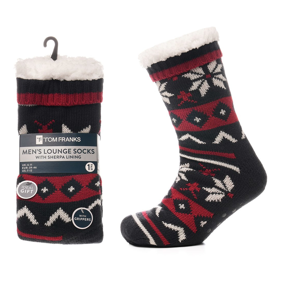 Tom Franks 1 Pair Chunky Knit Sherpa Slipper Socks - QHA UK
